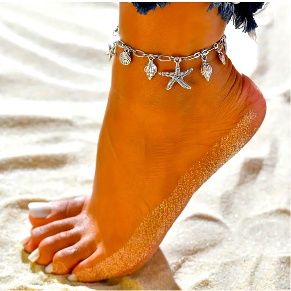 Summer Beach Style Starfish and Shell Anklet Adjustable Foot Jewelry. - Picture 6 of 7